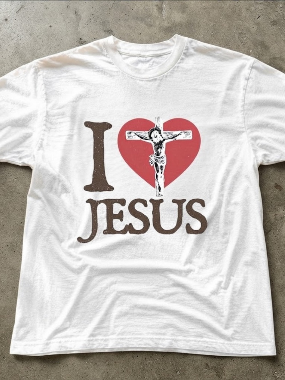 Gildan White 'I ♥ Jesus' Graphic Tee with Red Heart